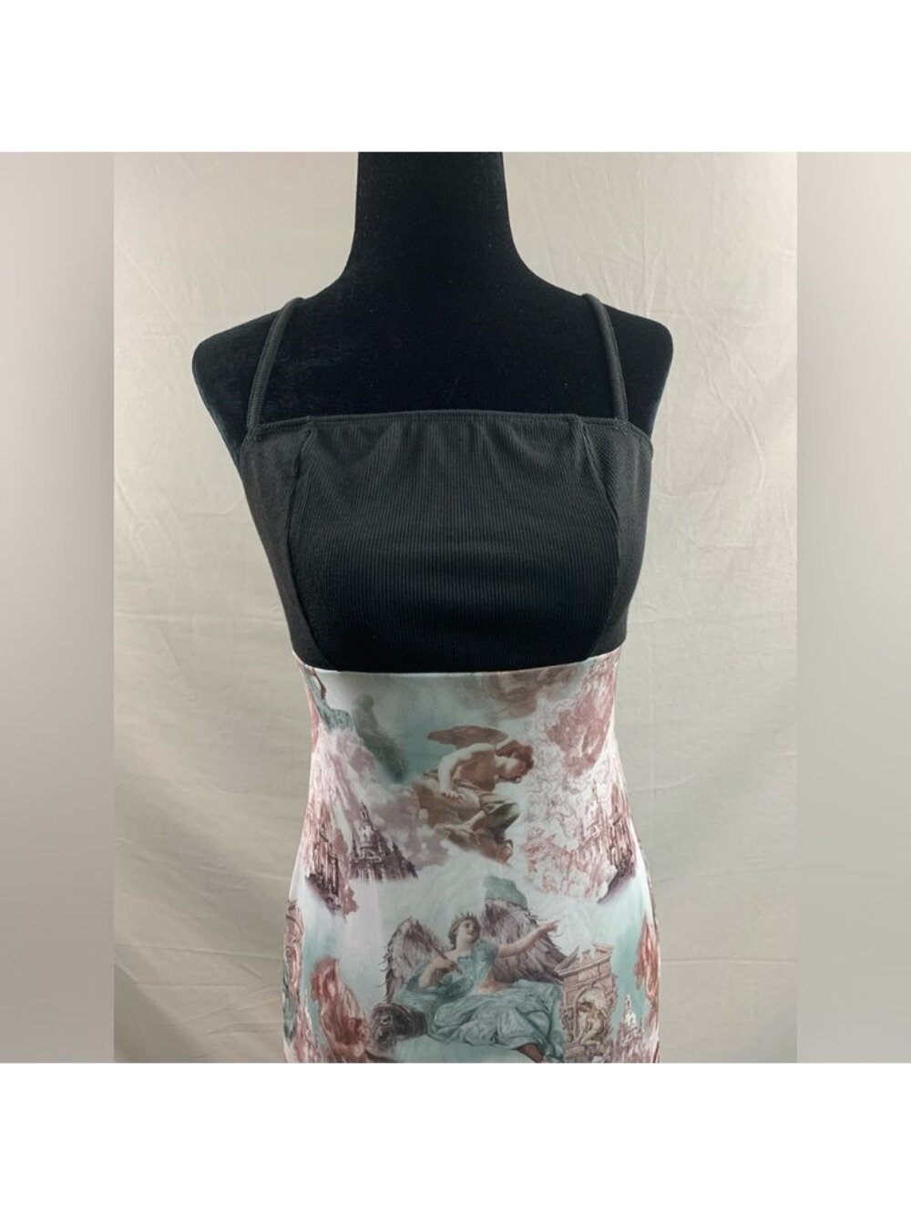 Asymmetric Hem Angel Printed Spaghetti Strap Dress - Picture 9 of 11